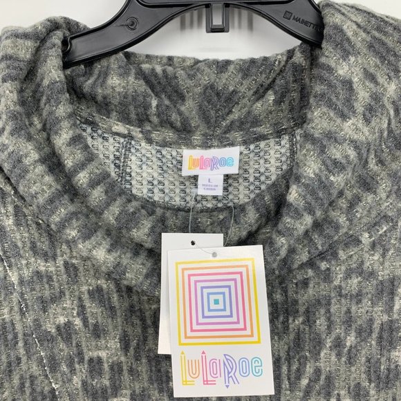 LuLaRoe Sweater Gray Animal Print Cowl Neck Pullover Leopard NWT - Picture 2 of 10
